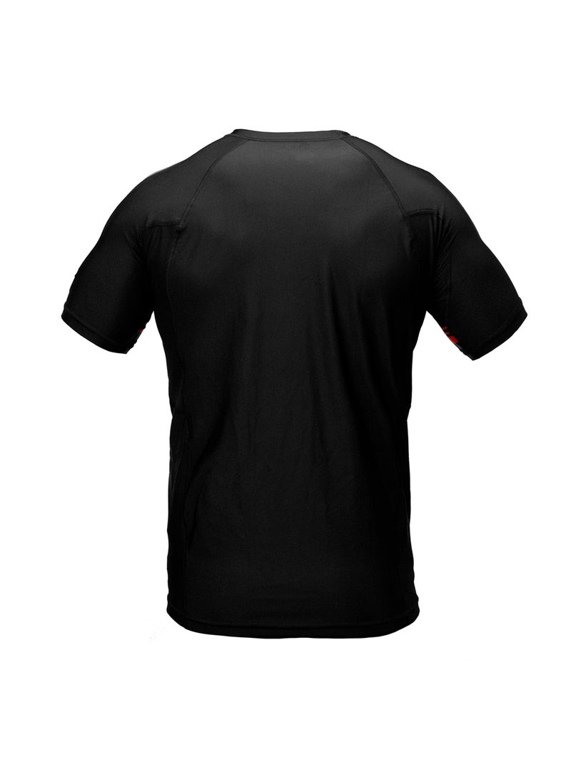 Sanabul  - Sanabul Core Short Sleeve Rash Guard – Quick Dry Compression Shirt for Men, Black With Red Stripes, SMALL - Image 1