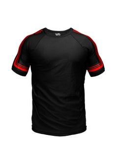 Sanabul  Sanabul Core Short Sleeve Rash Guard – Quick Dry Compression Shirt for Men, Black With Red Stripes, SMALL  - Image 1