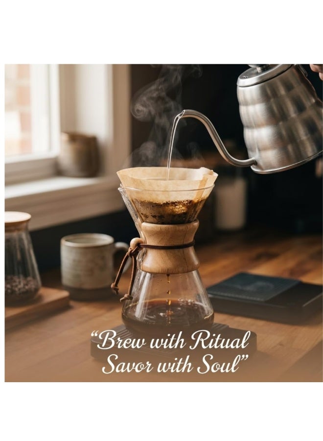 راتلوير Rattleware أوراق فلاتر قهوة V60 عدد 100 قطعة، فلاتر قهوة ورقية غير مبيضة للاستخدام مرة واحدة لتحضير القهوة بطريقة الصب والتنقيط، أوراق فلاتر قهوة مع صندوق حامل مدمج، فلتر V60 طبيعي لتحضير 2-4 أكواب - Image 2