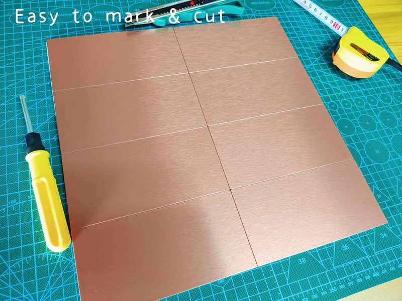 Crystiles 80-Pack 3"x6" Brushed Copper Color Aluminum Peel and Stick Tile Backsplash Panels - Image 3