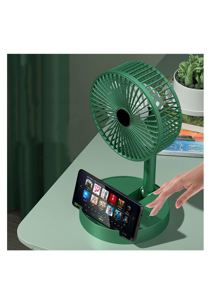 MOCOM Portable Foldable Desk Fan, USB Rechargeable Telescopic Table & Floor Fan with 5 Blades – Adjustable Height, Lightweight, Quiet, Compact Electric Pedestal Fan for Office, Home, Kitchen, Travel & Camping Use  - Image 2