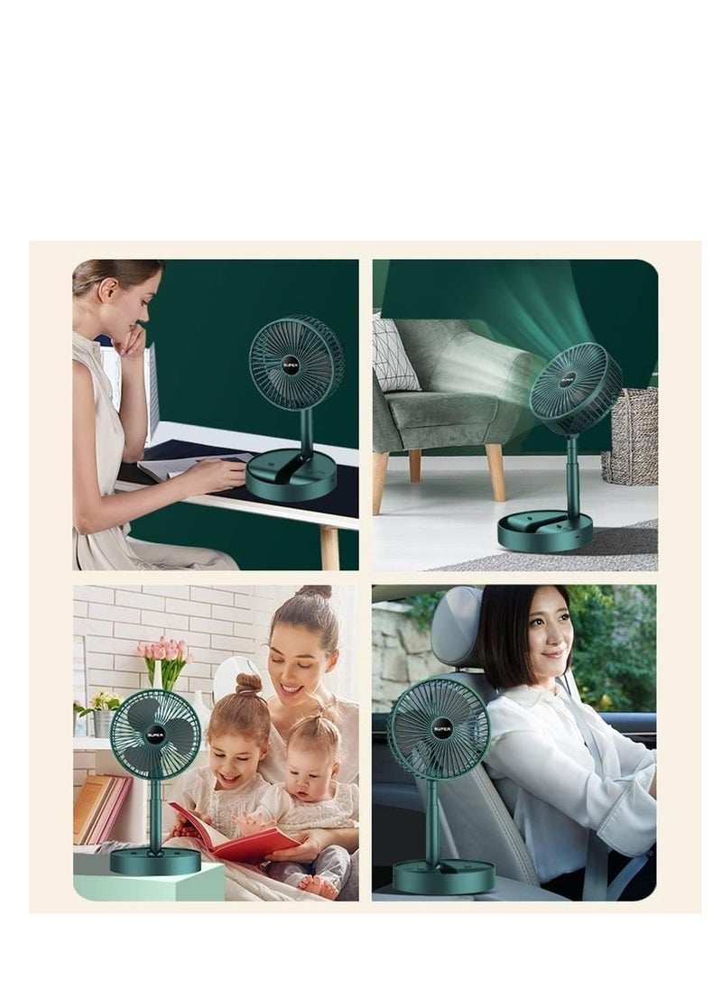 MOCOM Portable Foldable Desk Fan, USB Rechargeable Telescopic Table & Floor Fan with 5 Blades – Adjustable Height, Lightweight, Quiet, Compact Electric Pedestal Fan for Office, Home, Kitchen, Travel & Camping Use  - Image 3