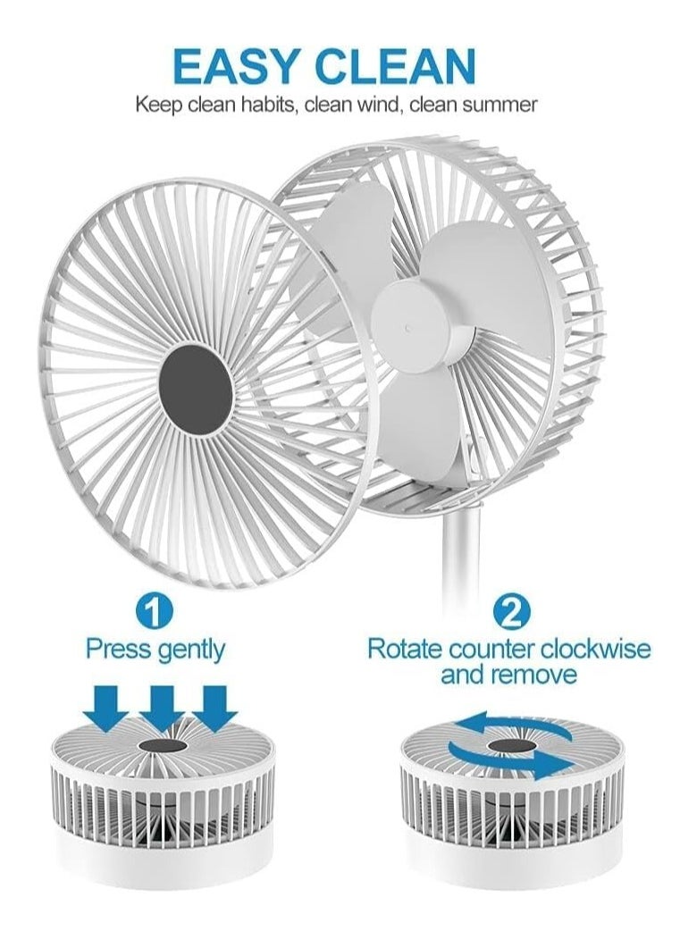 MOCOM Portable Foldable Desk Fan, USB Rechargeable Telescopic Table & Floor Fan with 5 Blades – Adjustable Height, Lightweight, Quiet, Compact Electric Pedestal Fan for Office, Home, Kitchen, Travel & Camping Use  - Image 5