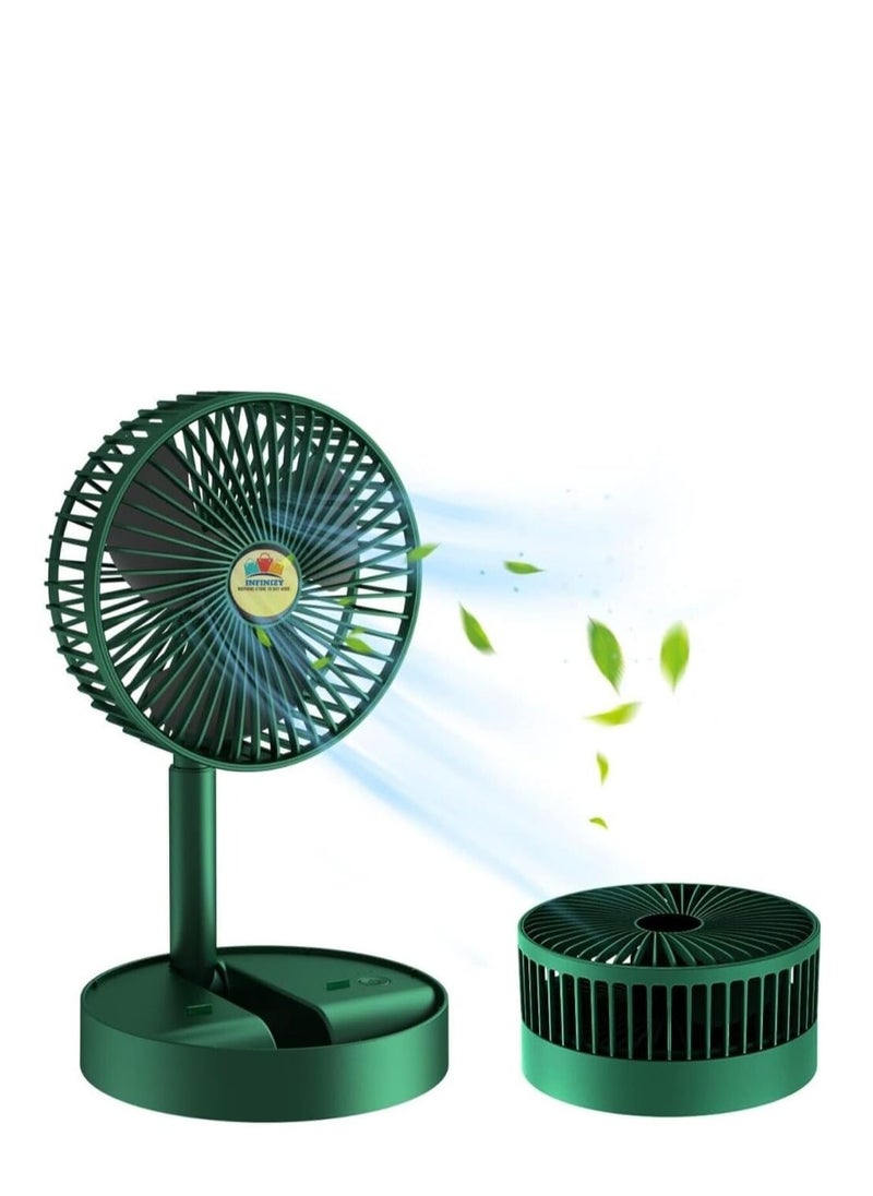 MOCOM Portable Foldable Desk Fan, USB Rechargeable Telescopic Table & Floor Fan with 5 Blades – Adjustable Height, Lightweight, Quiet, Compact Electric Pedestal Fan for Office, Home, Kitchen, Travel & Camping Use  - Image 1