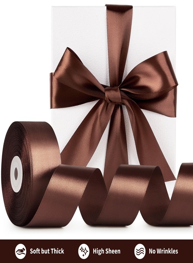 Mauproy 1-1/2 Inch Wide Brown Satin Ribbon, 50 Metres Solid Polyester Fabric Ribbon for Rose Making, Gift Wrapping, Easter Party, Wedding Decorations, Crafts, Bows - Image 3