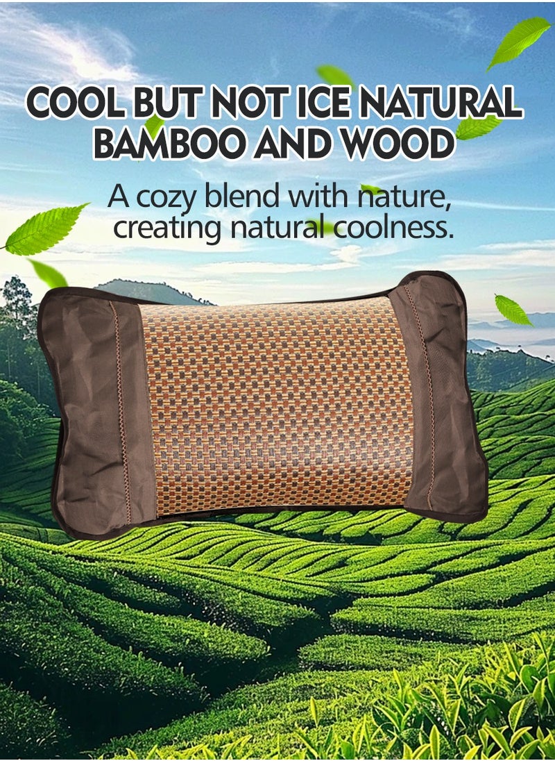 Beirui - Summer cooling pillow, fragrant sleep aid pillow, filled with tea stems and jasmine flowers, woven with rattan pillowcase, fragrant sleep aid, breathable and not stuffy, suitable for adults, the elderly, insomniacs, etc. [Pillow texture is slightly hard, please consider carefully before purchasing] - Image 1
