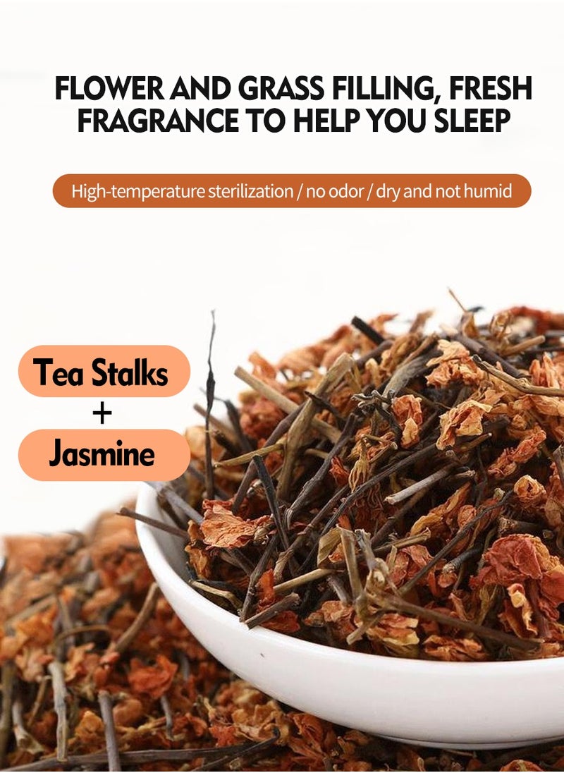 Beirui - Summer cooling pillow, fragrant sleep aid pillow, filled with tea stems and jasmine flowers, woven with rattan pillowcase, fragrant sleep aid, breathable and not stuffy, suitable for adults, the elderly, insomniacs, etc. [Pillow texture is slightly hard, please consider carefully before purchasing] - Image 1