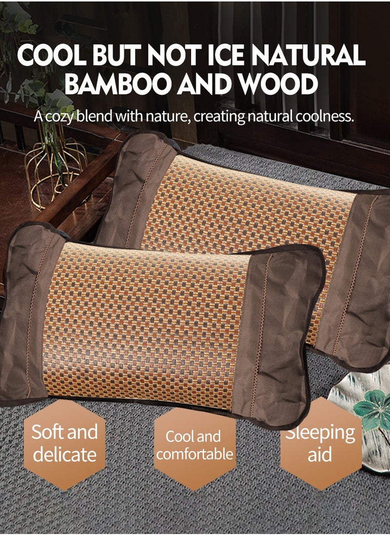 Beirui - Summer cooling pillow, fragrant sleep aid pillow, filled with tea stems and jasmine flowers, woven with rattan pillowcase, fragrant sleep aid, breathable and not stuffy, suitable for adults, the elderly, insomniacs, etc. [Pillow texture is slightly hard, please consider carefully before purchasing] - Image 1