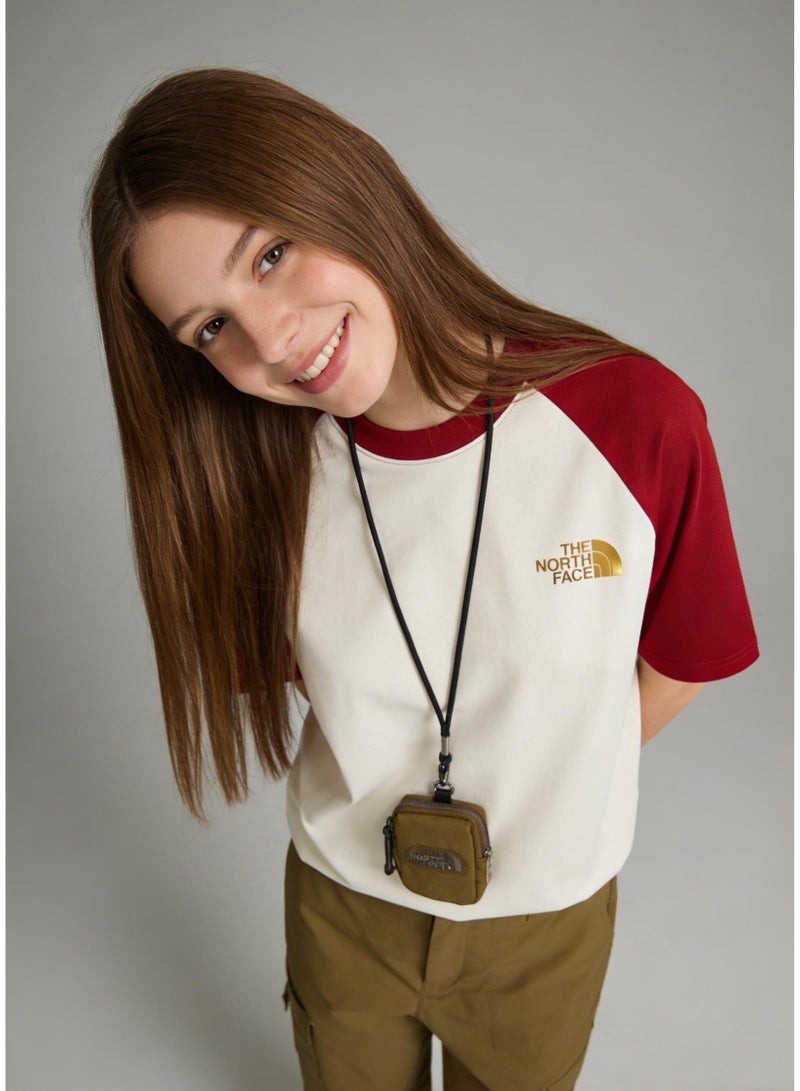 THE NORTH FACE Style Burgundy & Cream Color Block Raglan T-Shirt Unisex Loose Casual Couple Short Sleeve Tee - Image 5