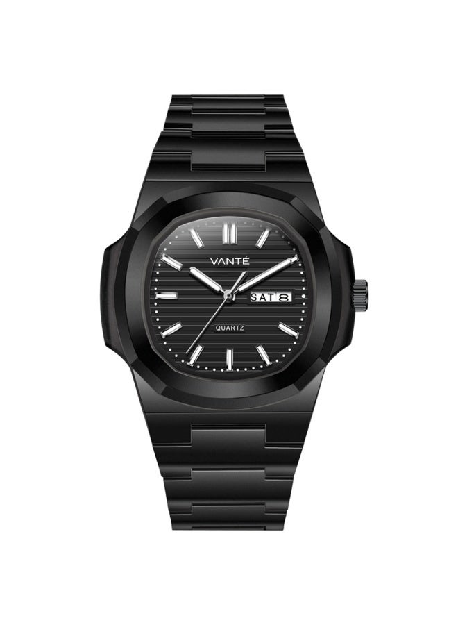 VOGUE VENUE VANTE  Series All-Black Minimalist Quartz Watch - Integrated Rubber/Silicone Strap with Day-Date Display by VOGUE VENUE-VNT004 - Image 1