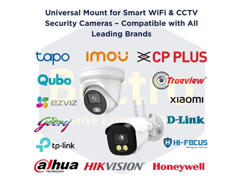 Bectro حامل معدني قابل للتعديل بزاوية 360° لكاميرات CCTV، وكاميرات القبة، وكاميرات الرصاص | ذراع مائل قابل للتمديد من 12 إلى 24 بوصة لجهاز العرض، وكاميرات DSLR – للاستخدام على الجدران، والأسقف، والأسطح الطاولة (أبيض) - Image 5