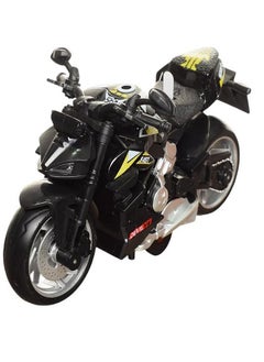 die cast 1:12 Die-Cast Racing Motorcycle Model with Lights and Sound, Black  - Image 1