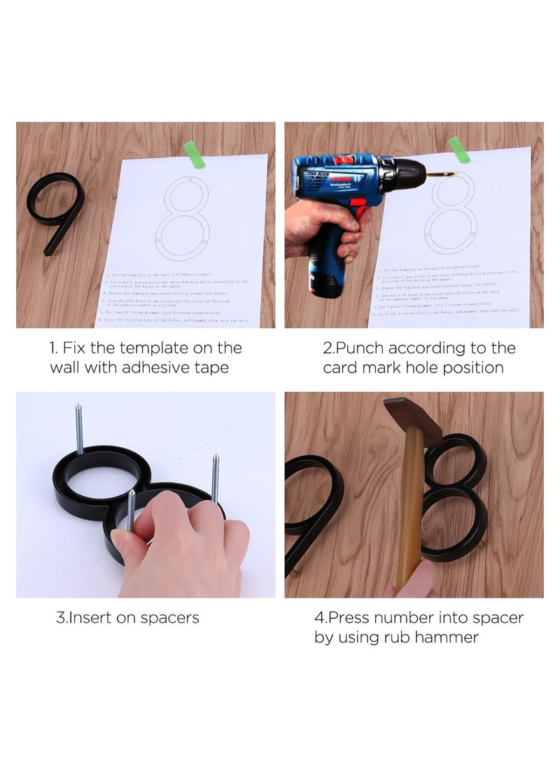 RATSAW - أرقام منزل معدنية خارجية، رقم عنوان المنزل، لوحات تسجيل ثلاثية الأبعاد، رقم منزل عائم، رقم الباب مع مجموعة أظافر، رقم باب كبير 12.7 سم 3 - Image 1