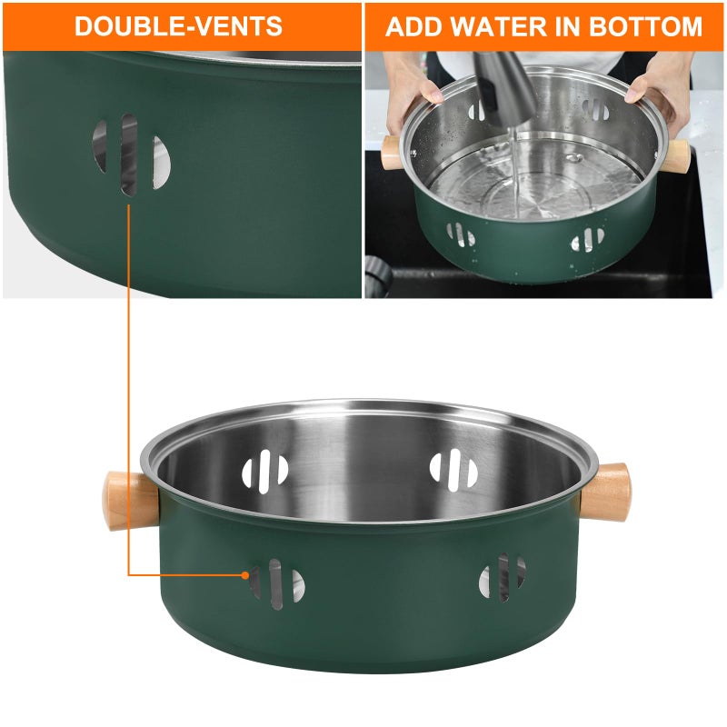 BSDLZCH Portable Charcoal Barbecue Grill, 1pc Mini BBQ Grill Multifunctional Charcoal Grill Round Tabletop Charcoal Grill for Outdoor Cooking Home Party Picnic Camping (Green) - Image 5