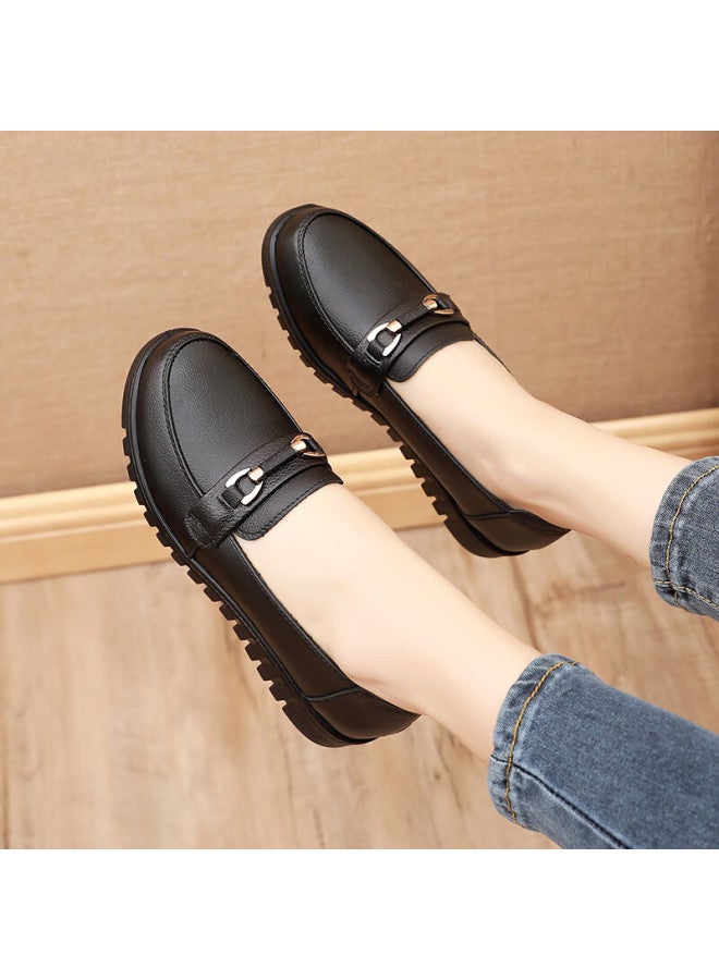Egchi Women's Mom Shoes, Non-slip Soft Sole, Slip-on, Outdoor Casual Nurse Shoes, H7575, Black, Size 35 - Image 5
