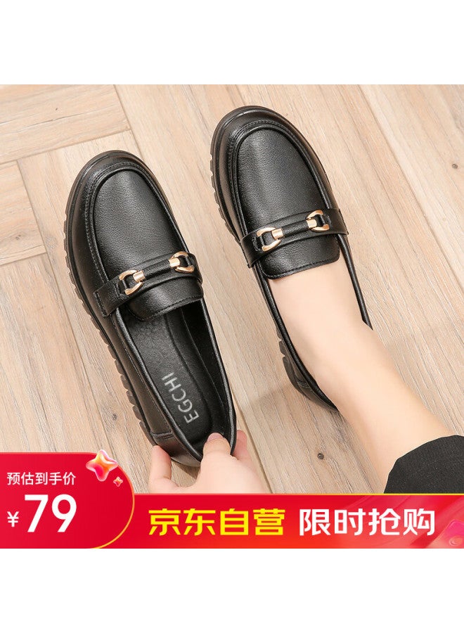 Egchi Women's Mom Shoes, Non-slip Soft Sole, Slip-on, Outdoor Casual Nurse Shoes, H7575, Black, Size 35 - Image 1