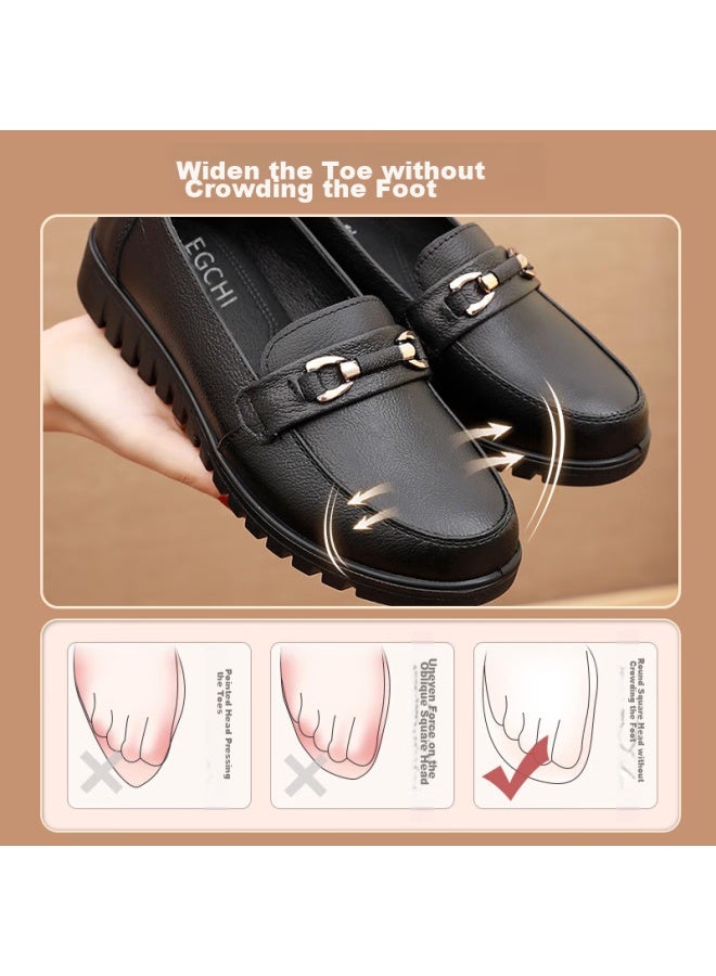Egchi Women's Mom Shoes, Non-slip Soft Sole, Slip-on, Outdoor Casual Nurse Shoes, H7575, Black, Size 35 - Image 2