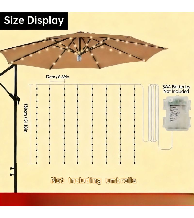 104 LED Umbrella Light With 8 Brightness Settings Battery Powered SFDG Outdoor Patio - Image 3