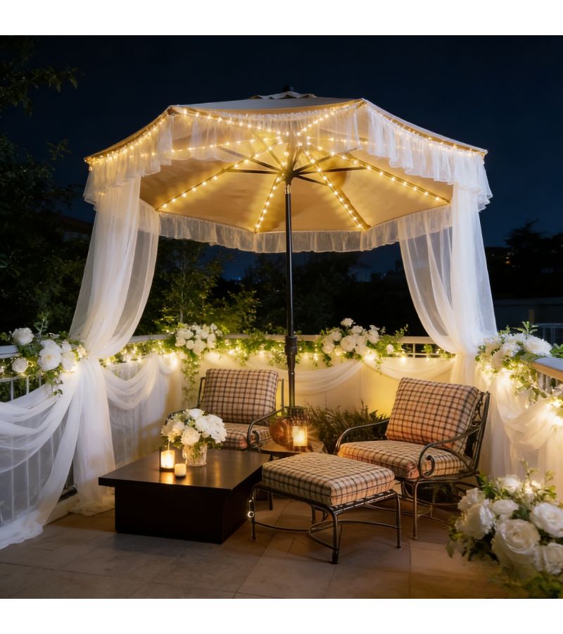104 LED Umbrella Light With 8 Brightness Settings Battery Powered SFDG Outdoor Patio - Image 2