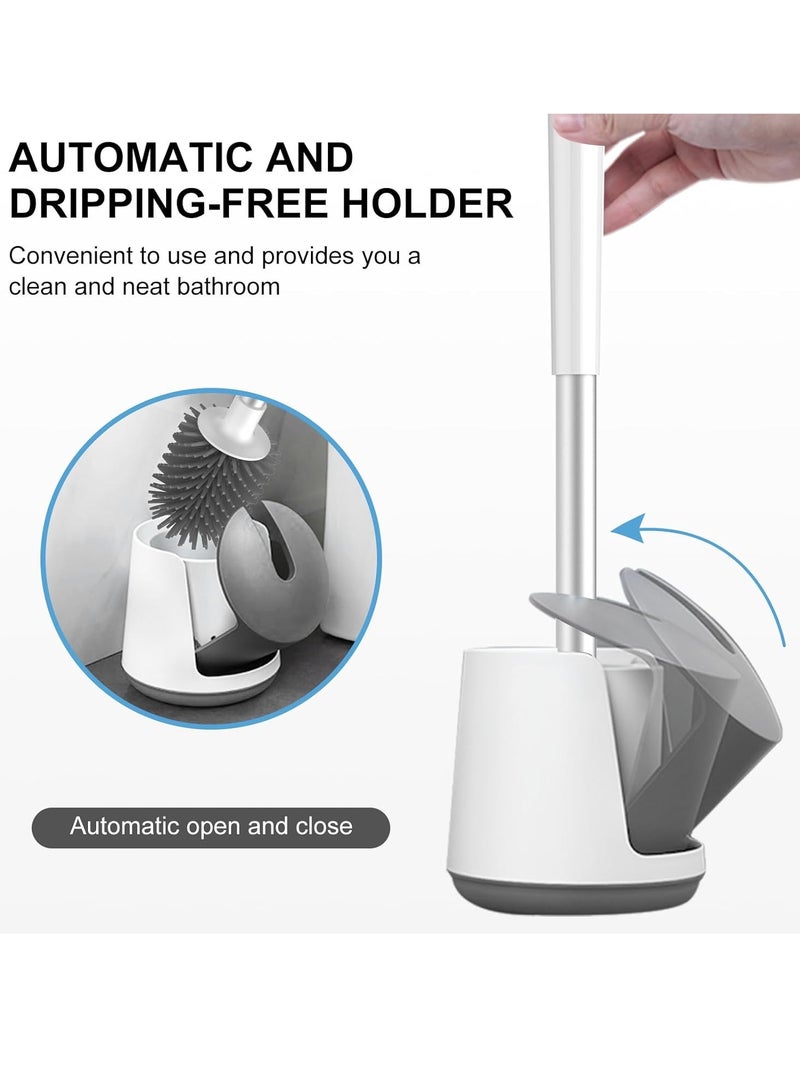 MIXDE Silicone Toilet Brush and Holder, Automatic Toilet Bowl Brushes for Bathroom Ventilated Toilet Cleaner Brush for Toilet Scrubber Cleaning - Image 3