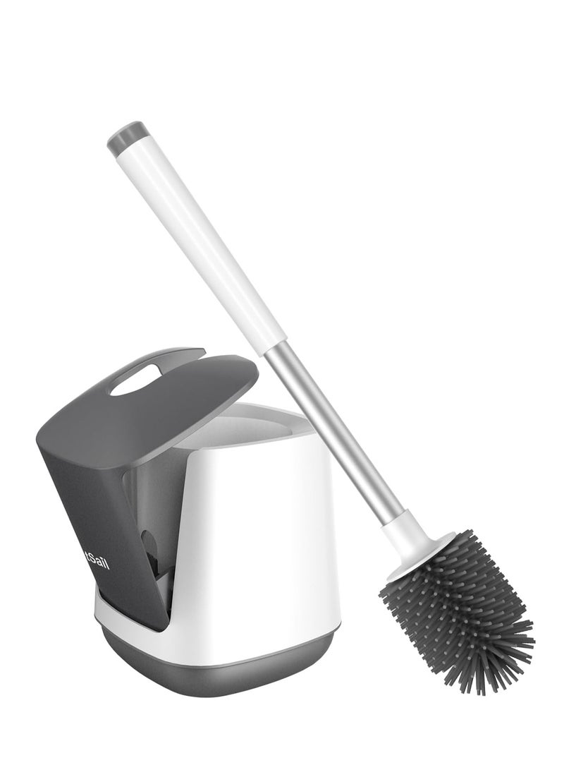 MIXDE Silicone Toilet Brush and Holder, Automatic Toilet Bowl Brushes for Bathroom Ventilated Toilet Cleaner Brush for Toilet Scrubber Cleaning - Image 1