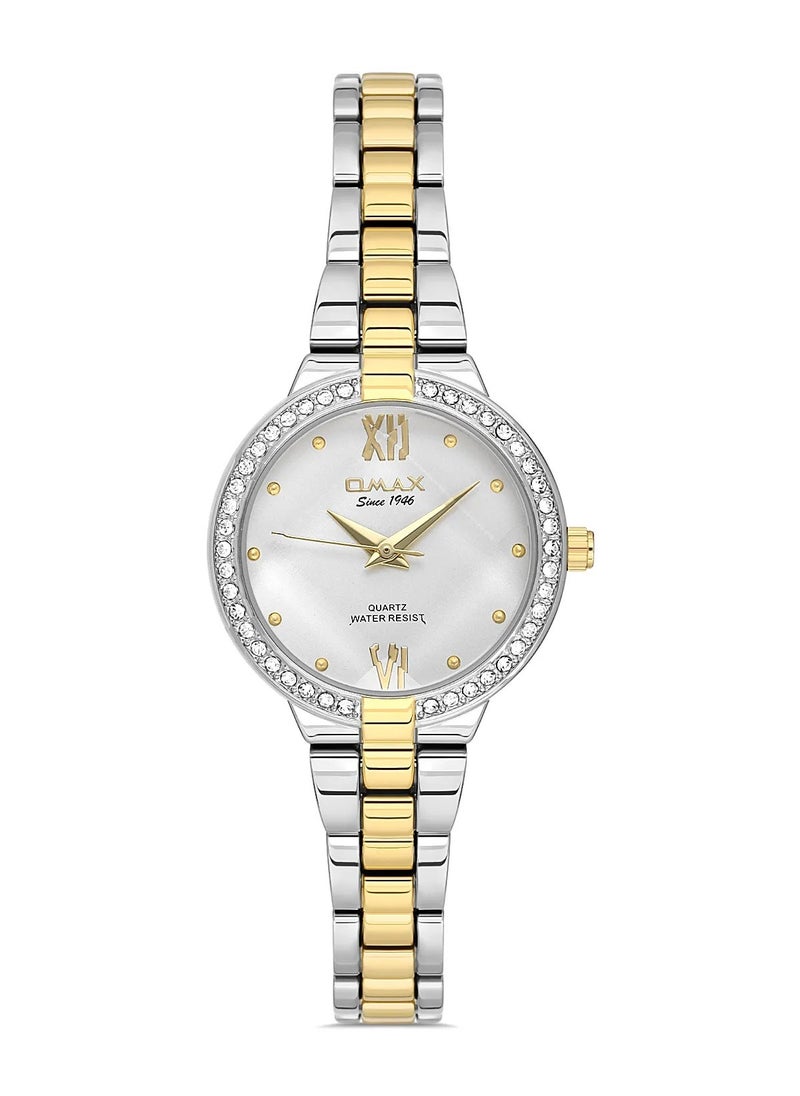 OMAX - Omax Women's Luxury Wrist Watch, Watches for Women, Stainless Watches, Silver Steel Band, White Round Dial, Waterproof Watch, 1 Year Warranty - Image 1
