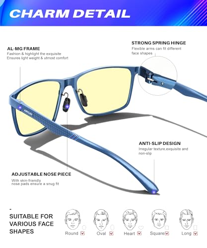 ANYLUV Blue Light Glasses Men/Women, Al-Mg Metal Computer Blue Light Blocking Glasses, Relieve Eyestrain and Eye Protection - Image 3