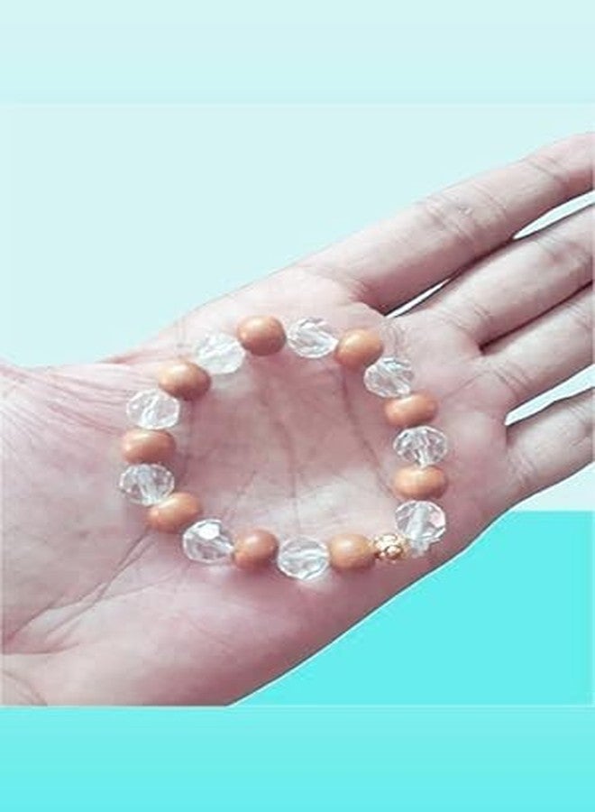 TRISHAKTI PRODUCTS - The life healing products Natural Original Wood and Clear Crystal Diamond Cut Quartz Reiki Chakras Bracelet for Men & Women, Stretchable Band 6.5 to 7.5 in, Bead Size: 10mm stone Charm Bracelets (Brown and clear) - Image 4