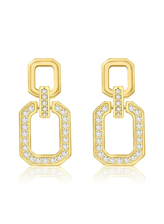 Take Two Take Two Silver Square Hollow Embellished Earrings