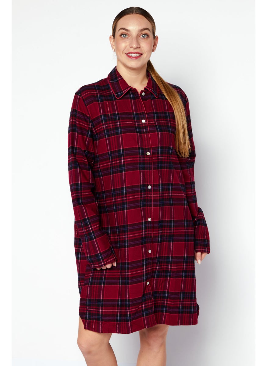 TRIUMPH - Women Pointed Long Sleeve Sleepwear Dress, Red - Image 1