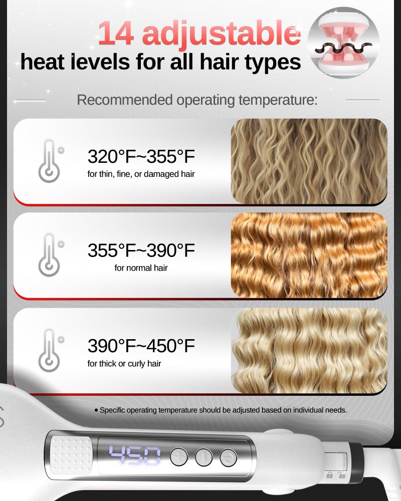 NOVUS Hair Crimper Waves and 4-Barrel Wave Curling Iron, Shallow Wave Hair Curlers Hot Tool with Ceramic, 0.6 Inch Beach Waves Curling Wand, Hair-Type Adjustable Heat - Image 5