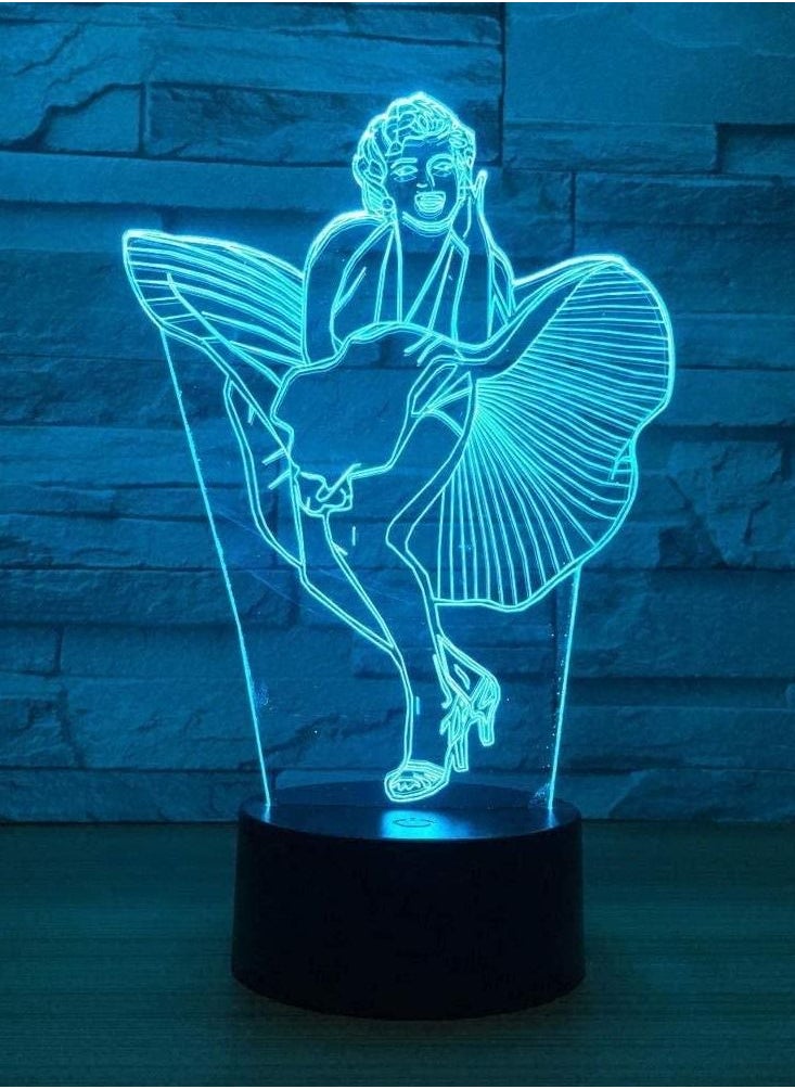althiqahkey - Marilyn Monroe 3D LED Light Desk Table NewYear Decoration Gift Holiday USB 7 Colors Change Lava Lamp Kids for Lady Gift - Image 1