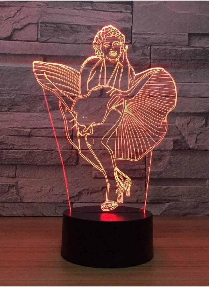 althiqahkey - Marilyn Monroe 3D LED Light Desk Table NewYear Decoration Gift Holiday USB 7 Colors Change Lava Lamp Kids for Lady Gift - Image 1