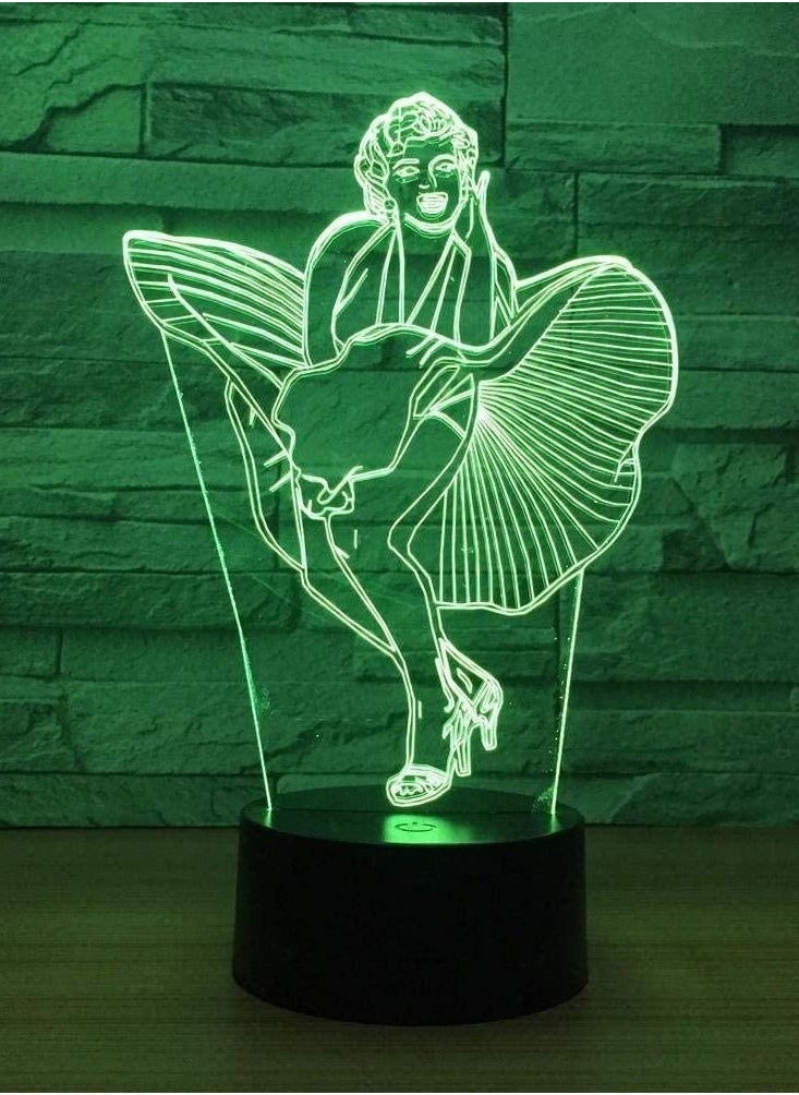 althiqahkey - Marilyn Monroe 3D LED Light Desk Table NewYear Decoration Gift Holiday USB 7 Colors Change Lava Lamp Kids for Lady Gift - Image 1