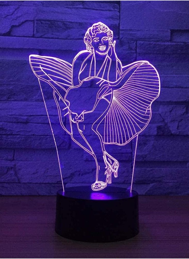 althiqahkey - Marilyn Monroe 3D LED Light Desk Table NewYear Decoration Gift Holiday USB 7 Colors Change Lava Lamp Kids for Lady Gift - Image 1