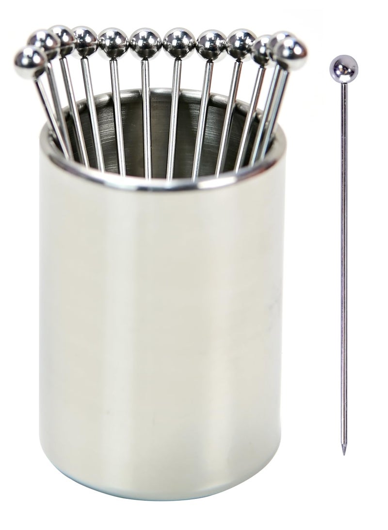 Lexenic 43 Metal Cocktail Picks 12PackHolder KitPremium 304 Stainless Steel Reusable Appetizer Skewers Set for Sandwiches BBQ Snacks Cocktails 43 inch