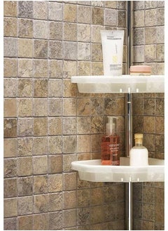 Primanova Primanova Non-Rust 4 Plastic Tier, Spring Corner Shelf Storage Shower, Wall Hanging Toilet Shelf Organizer, Pole Aluminum (Beige)  - Image 2