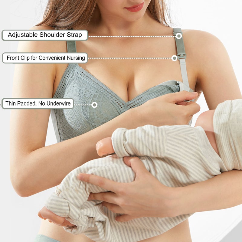 Women Nursing Bra Front Closure No Underwire Padded Soft Bralettes for Maternity Sleeping - Image 3