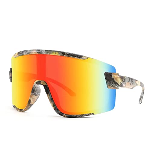 Karsaer Big Shield Wraparound Sunglasses Rave for Men Women Neon Sun Visor Glasses Cycling Ski Shades B5019 - Image 1