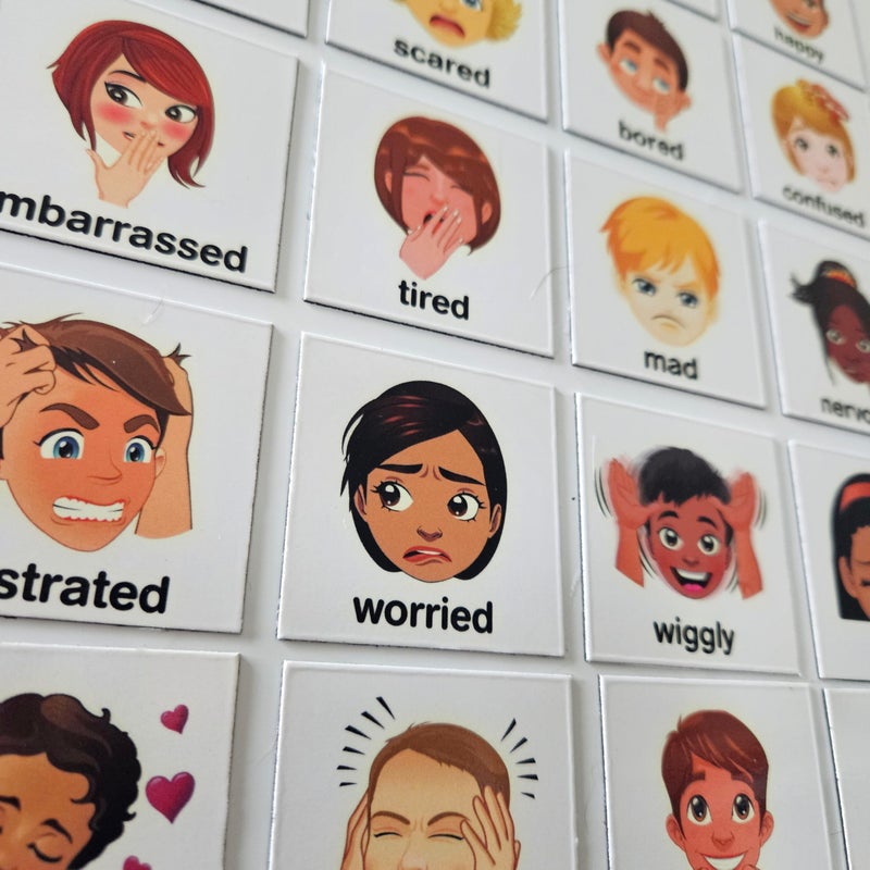 SchKIDules Feelings Magnets for Kids and Special Needs  Teaching Social Emotional Learning and Expression  17 Diversified Emotions Plus an I Feel Sentence Starter Included