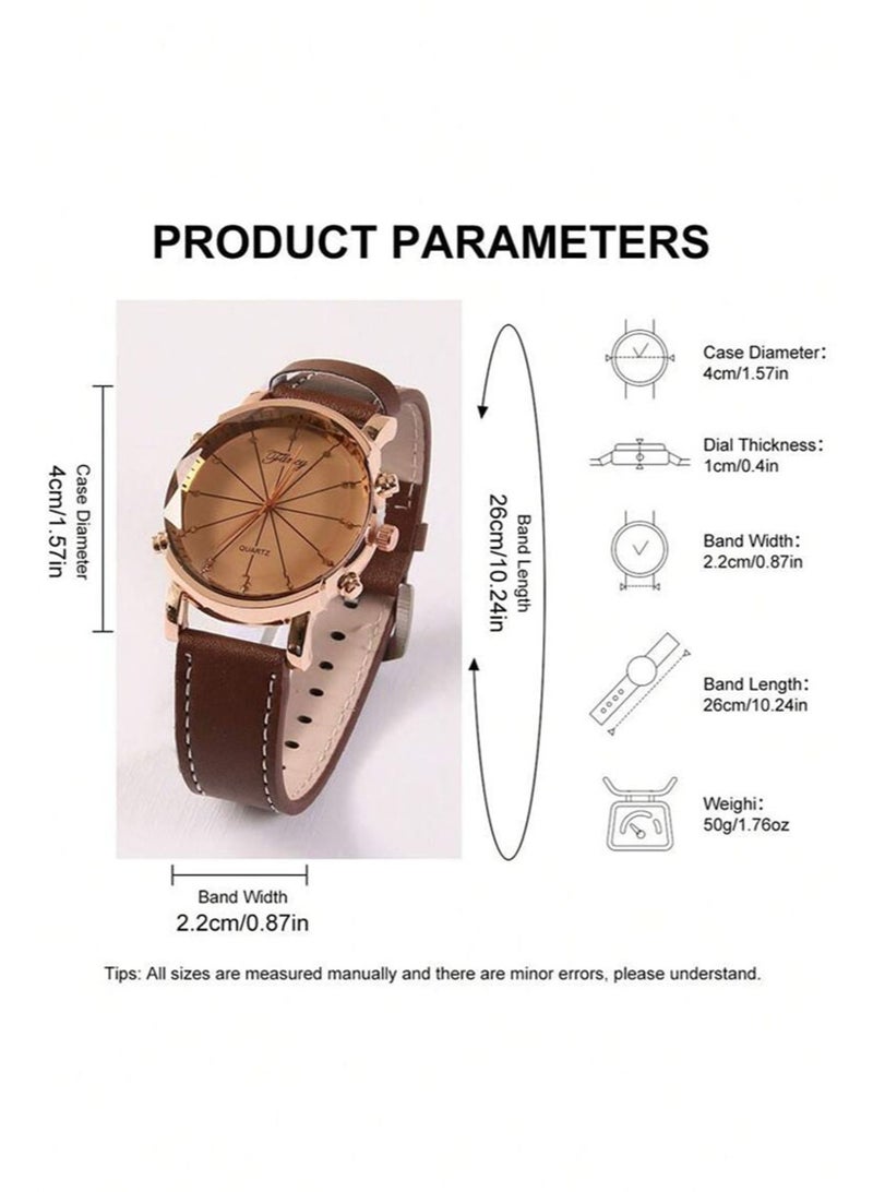 Apustim 10 Piece Gift Set，Including a Stylish Watch，Business Wallet，High Quality Belt，3 Exquisite Bracelets，Signature Pen，Tie，Tie Clip，Cufflinks，And An Exquisite Gift Box，Perfect Gift For Dad And Boyfriend，Father's Day，Party Gift，Birthday Gift，And Men's Business Gift Box（Brown） - Image 3