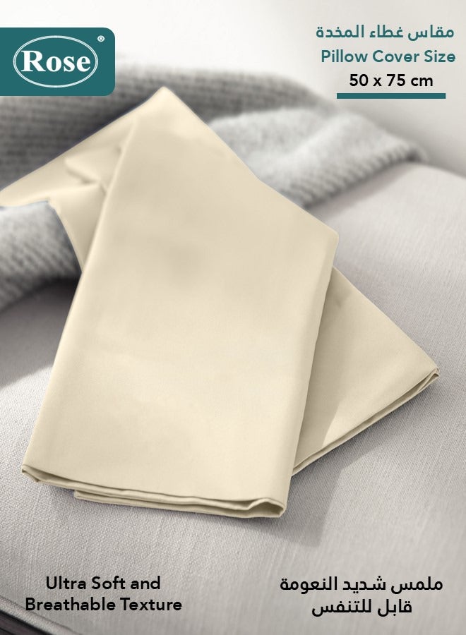 Rose Luxurious Plain Pillow Covers Set with Envelop Closure Design, Pillowcases 2-Pieces Set, Soft & Cozy Microfiber Breathable and Cooling, Standard Size 50×75 cm, Off White - Image 3