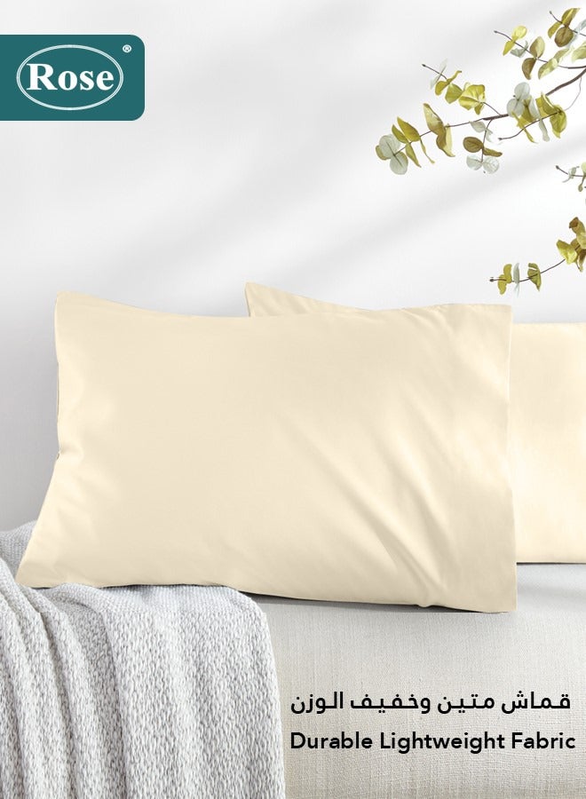 Rose Luxurious Plain Pillow Covers Set with Envelop Closure Design, Pillowcases 2-Pieces Set, Soft & Cozy Microfiber Breathable and Cooling, Standard Size 50×75 cm, Off White - Image 4