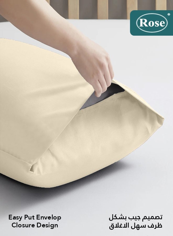 Rose Luxurious Plain Pillow Covers Set with Envelop Closure Design, Pillowcases 2-Pieces Set, Soft & Cozy Microfiber Breathable and Cooling, Standard Size 50×75 cm, Off White - Image 5