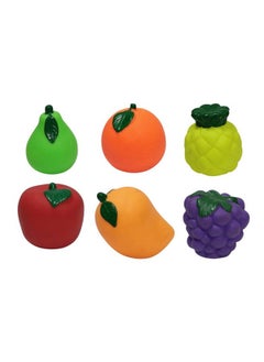 Manos Squeez Fruit Set Chu Chu Sound Toys Bath Toys for Kids Pack of 6 Bath Toy (Multicolor)  - Image 1
