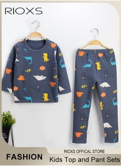 2 Pcs Boys Pajama Set, Adorable Cartoon Suit, Comfortable Long Sleeve Sleepwear, Pure Cotton Nightwear for Toddler Boys, Suitable for Spring and Fall