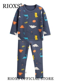 RIOXS 2 Pcs Boys Pajama Set, Adorable Cartoon Suit, Comfortable Long Sleeve Sleepwear, Pure Cotton Nightwear for Toddler Boys, Suitable for Spring and Fall  - Image 2