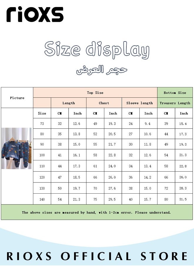 RIOXS - 2 Pcs Boys Pajama Set, Adorable Cartoon Suit, Comfortable Long Sleeve Sleepwear, Pure Cotton Nightwear for Toddler Boys, Suitable for Spring and Fall - Image 1