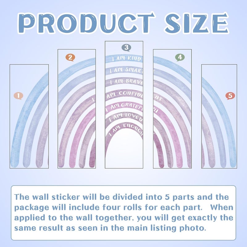 Tinideya Watercolor Rainbow Wall Decal - Image 3