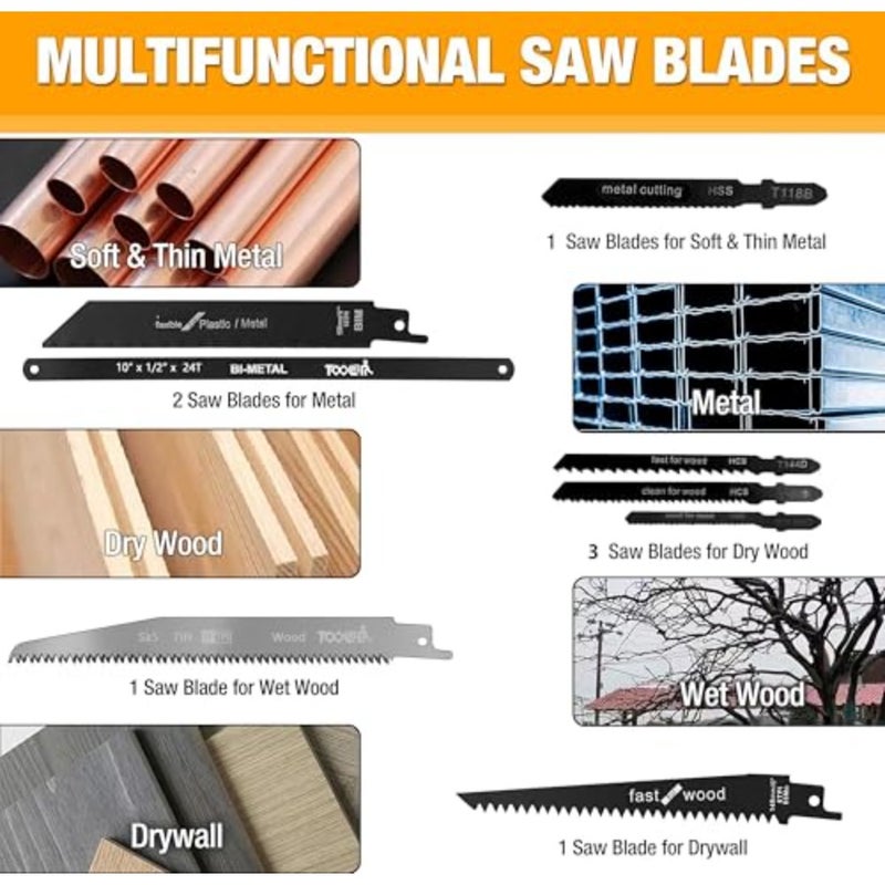 : 8-In-1 Multi Blades Hand Saw, Drywall Cutter Saw. Hackwaw. Long Blade Hand Saw For Cut, Sheetrock, Wood, Metel, Plastic, Plywood. Portable Hand Saw - Image 3